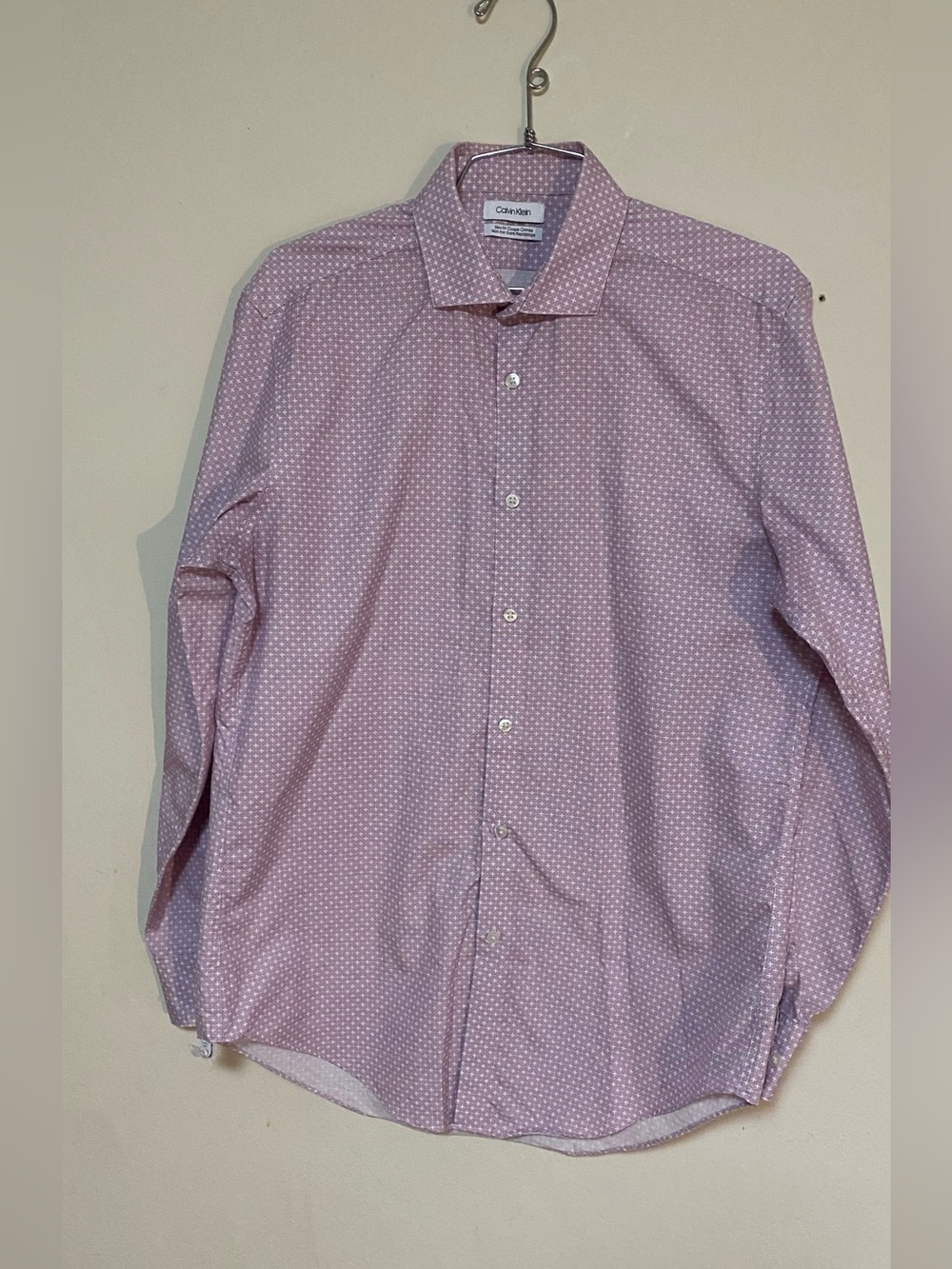 Calvin Klein Men’s Light Pink Micro-Pattern Dress Shirt
